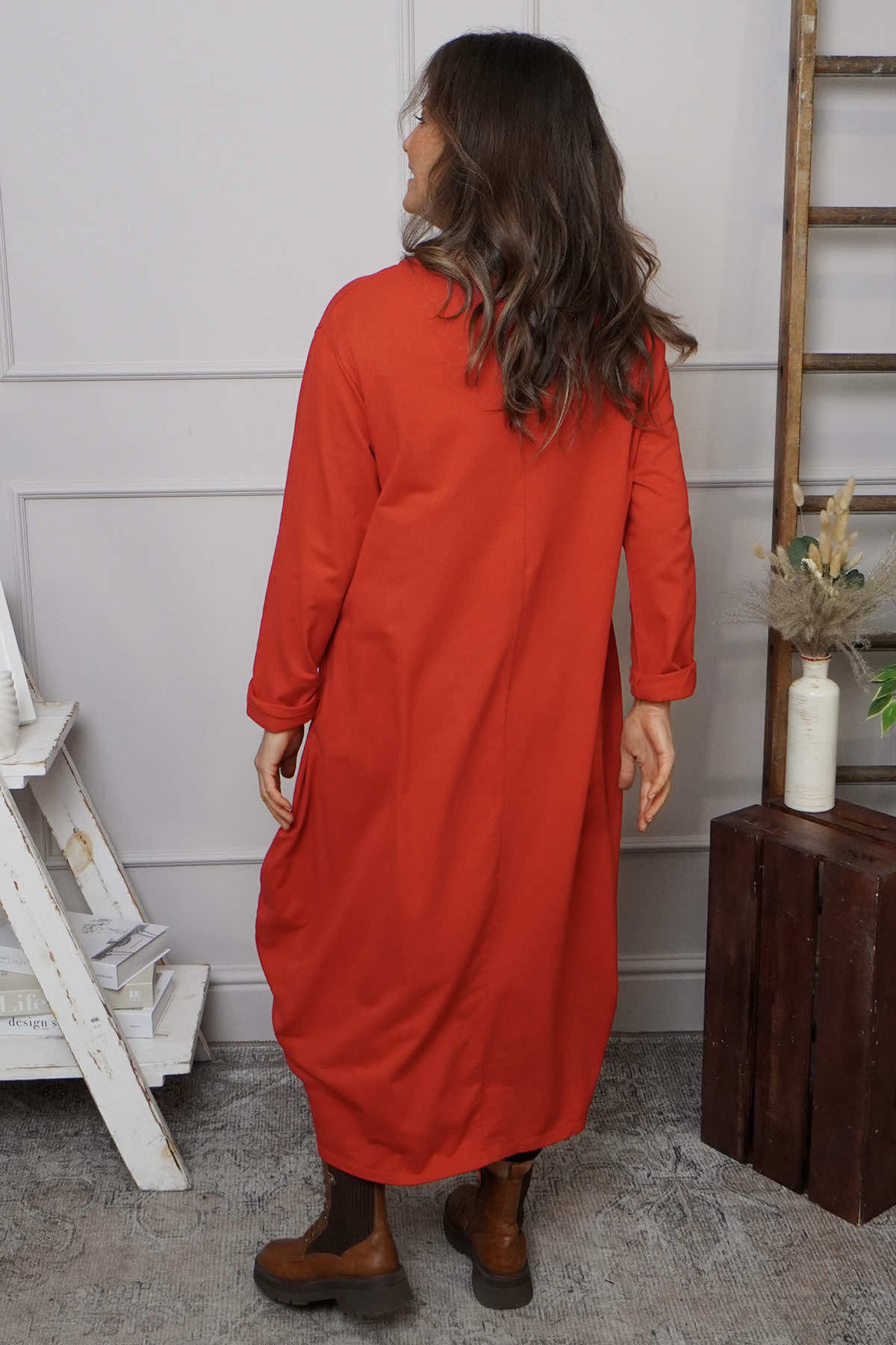Lotus Cotton Dress Red