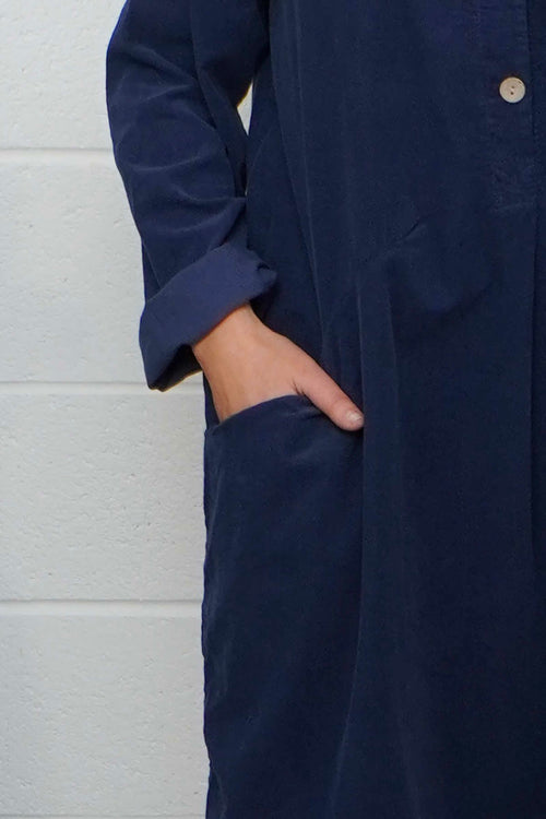 Lizzie Needlecord Button Tunic Navy - Image 3