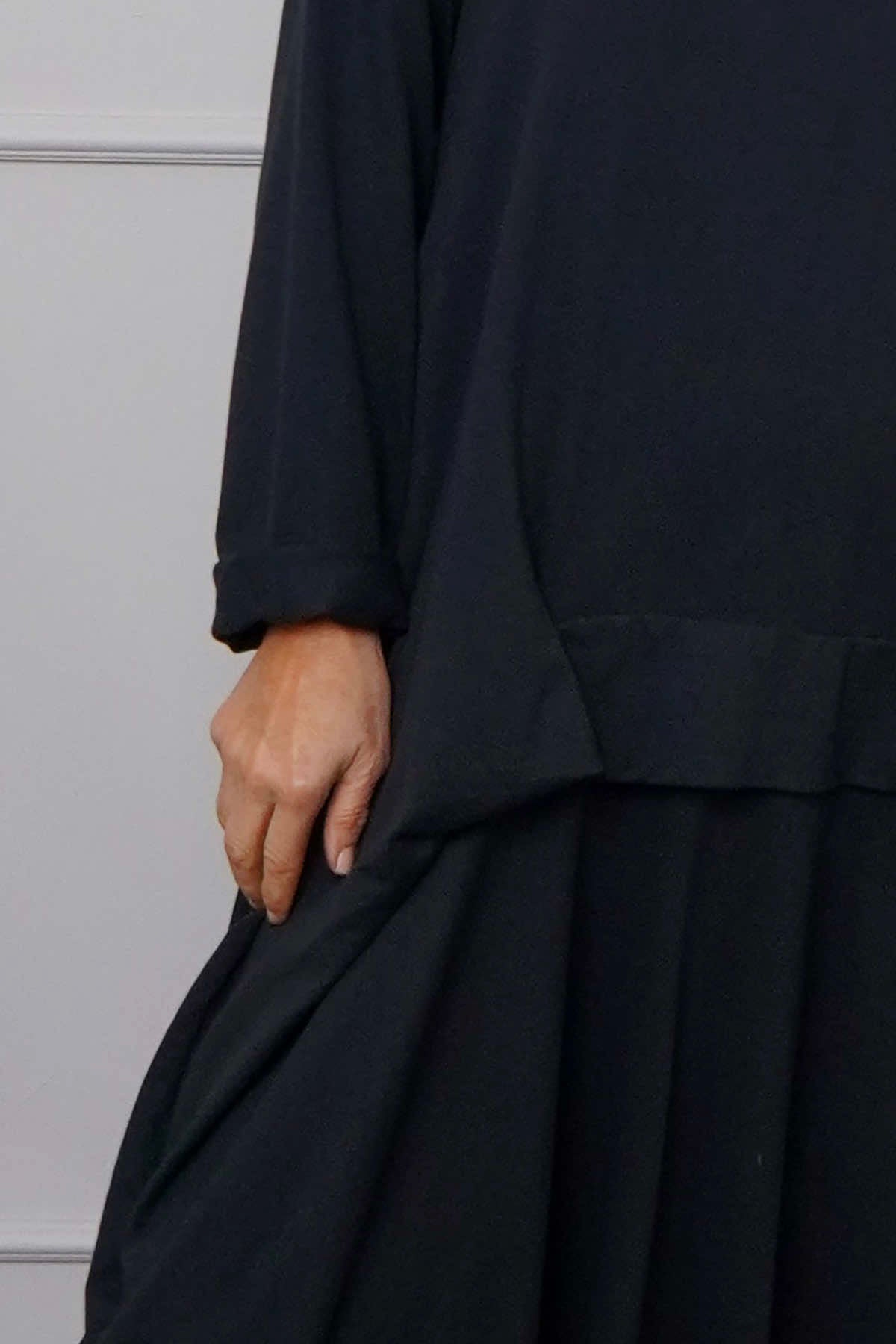 Lotus Cotton Dress Black