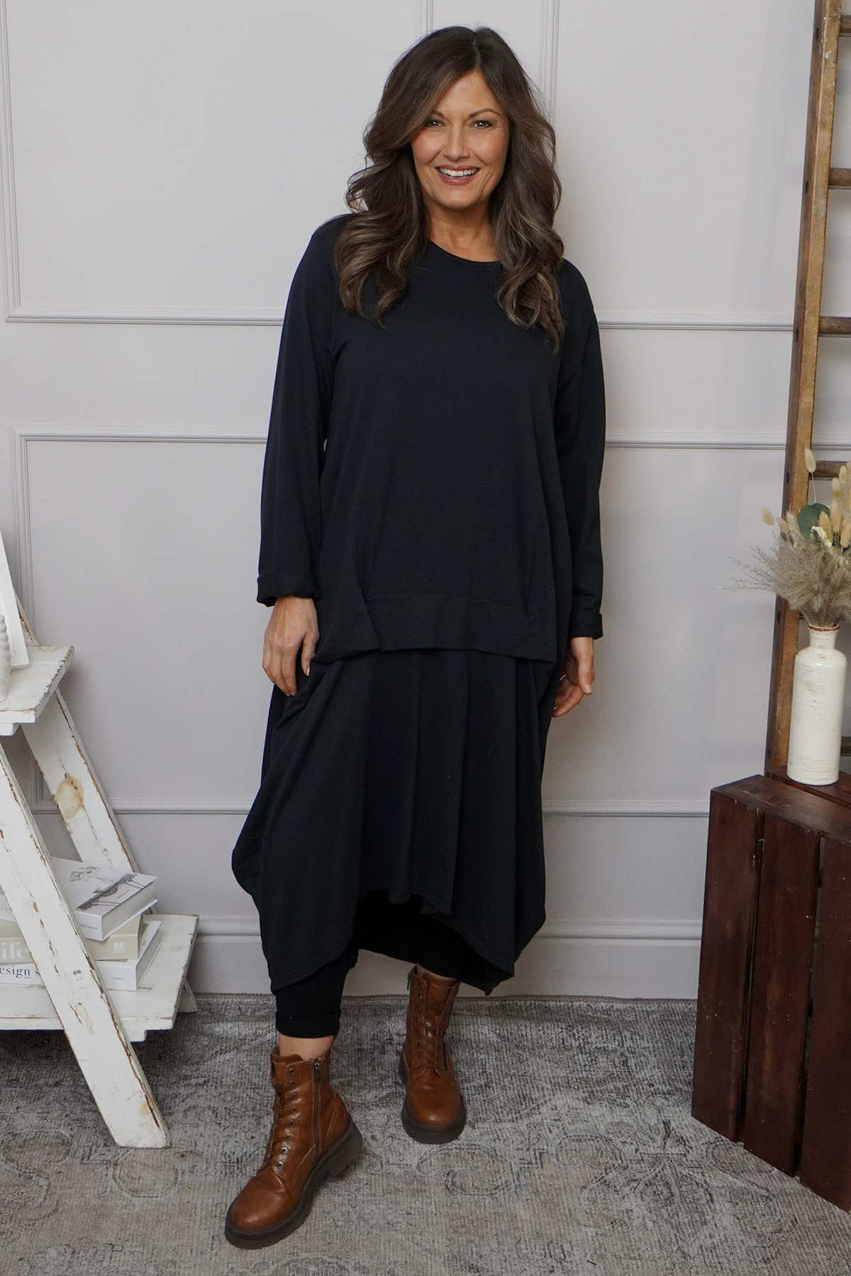 Lotus Cotton Dress Black