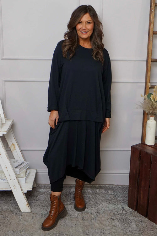 Lotus Cotton Dress Black