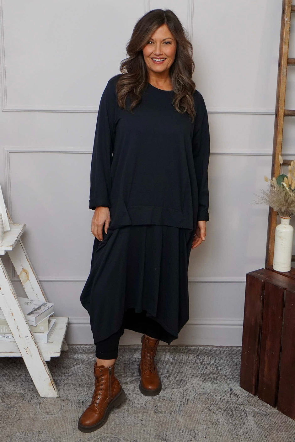 Lotus Cotton Dress Black