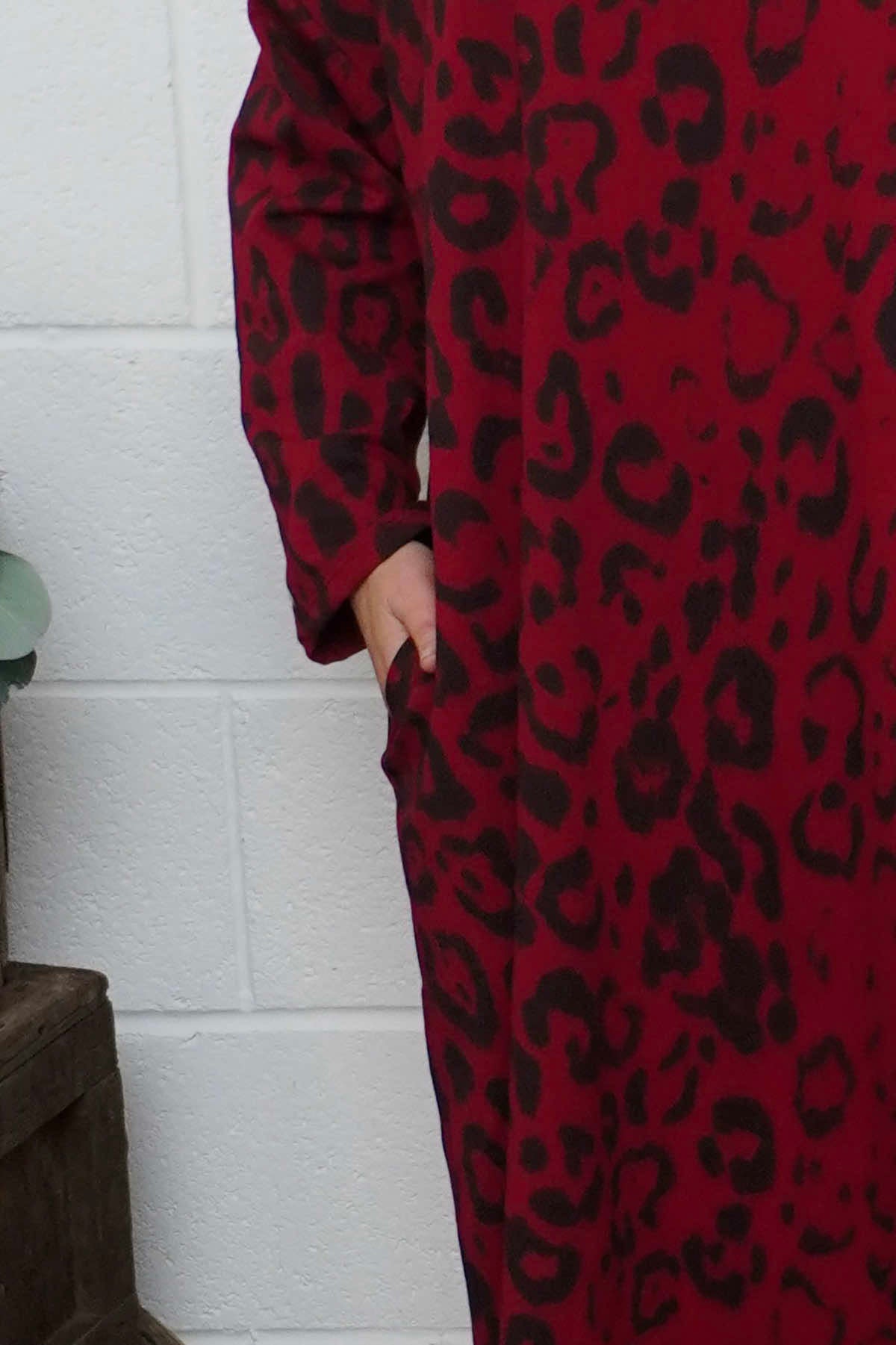 Darya Leopard Cotton Dress Red