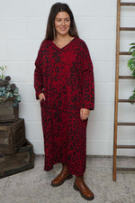 Darya Leopard Cotton Dress Red Red - Darya Leopard Cotton Dress Red