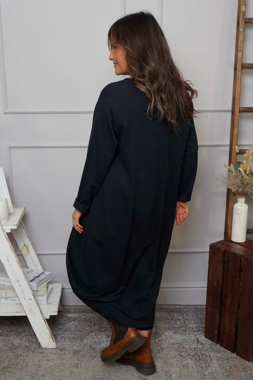 Lotus Cotton Dress Black - Image 4