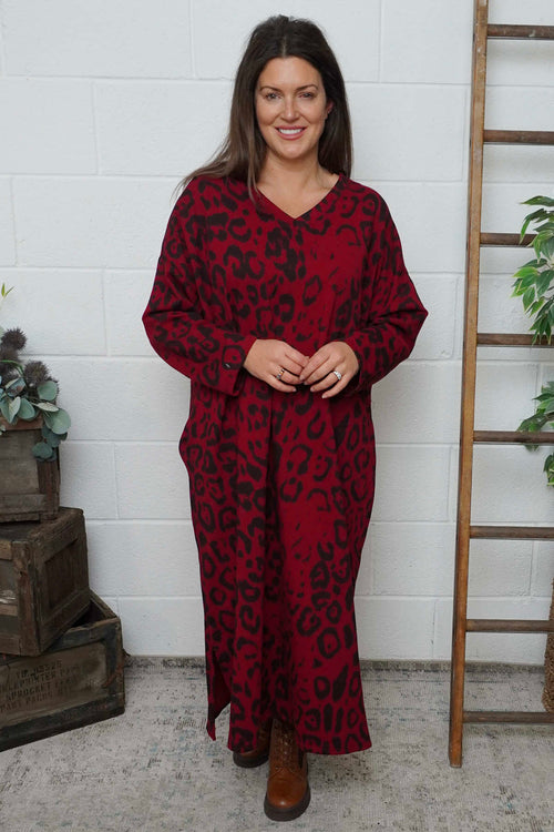 Darya Leopard Cotton Dress Red - Image 3