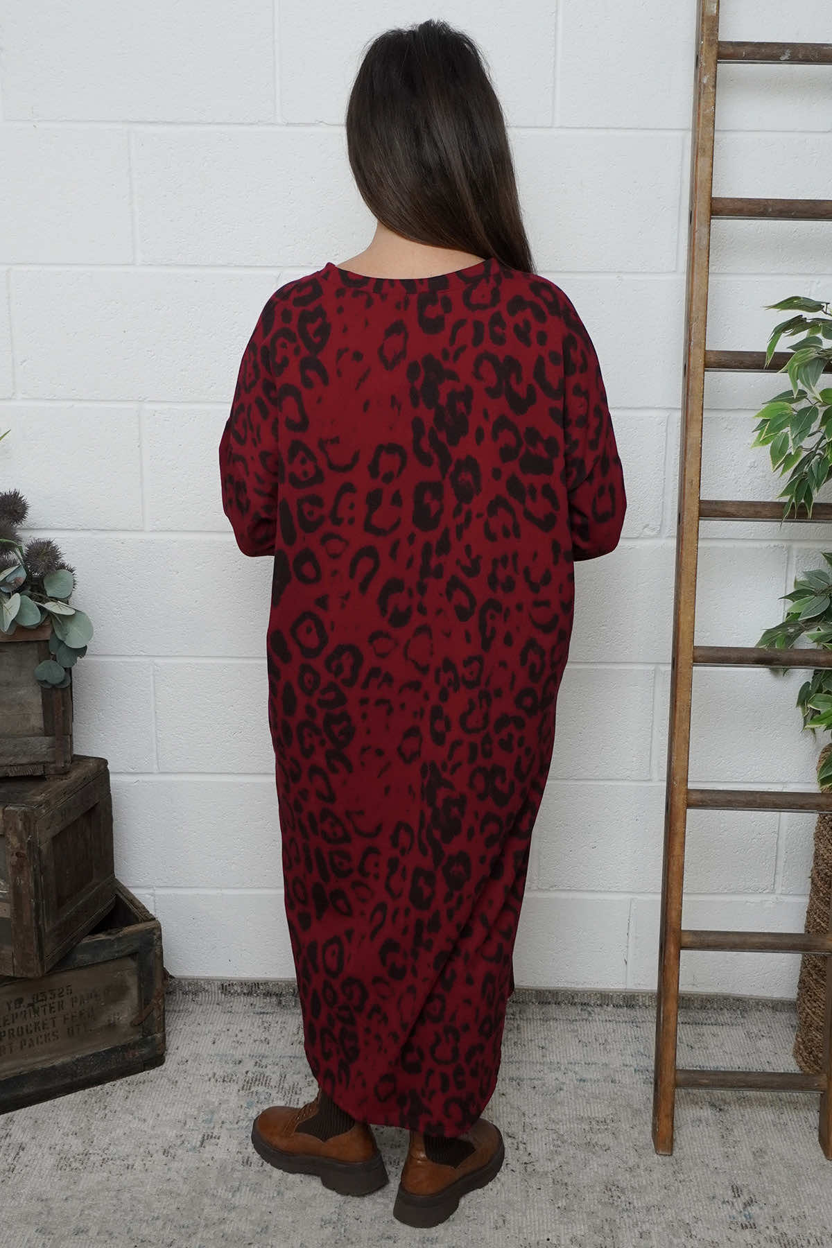 Darya Leopard Cotton Dress Red
