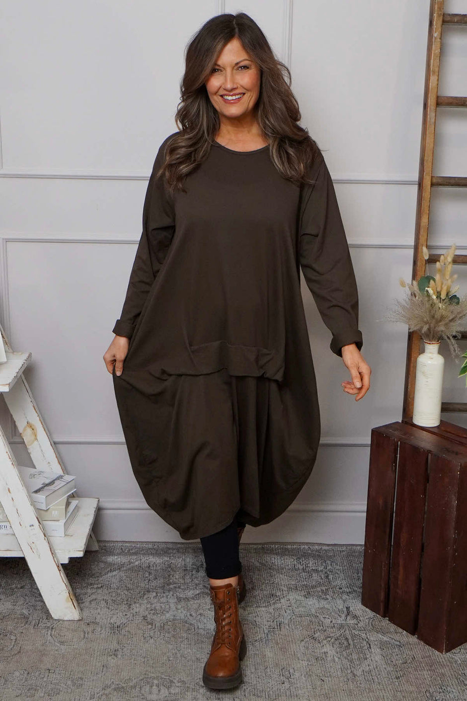 Lotus Cotton Dress Cocoa