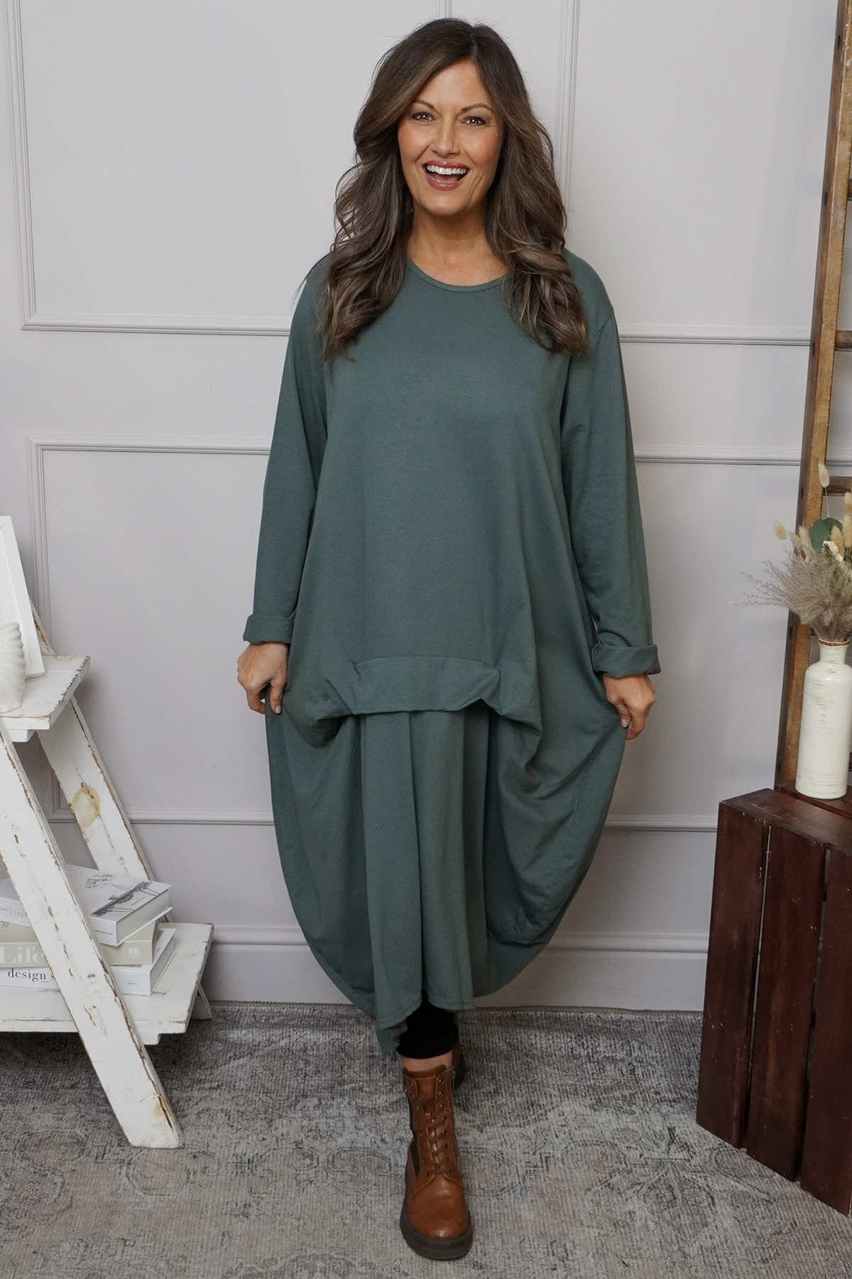 Lotus Cotton Dress Sage Green