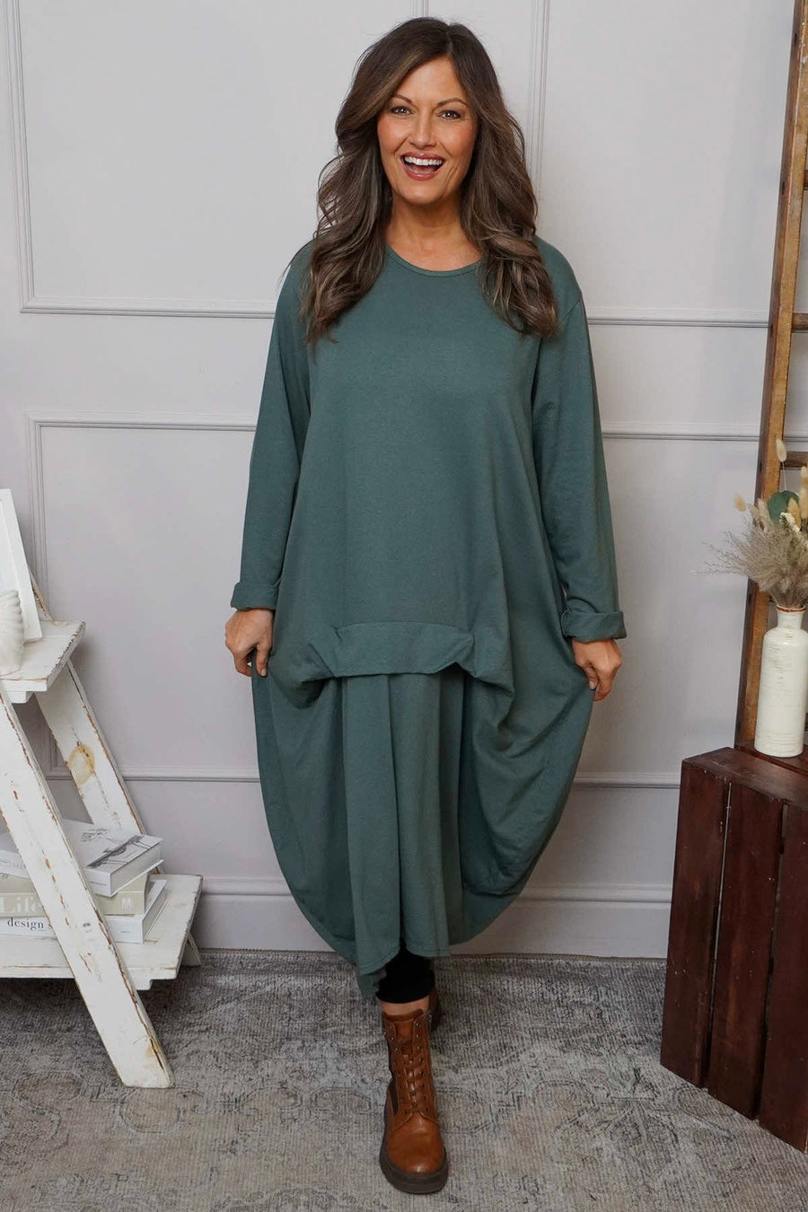 Lotus Cotton Dress Sage Green