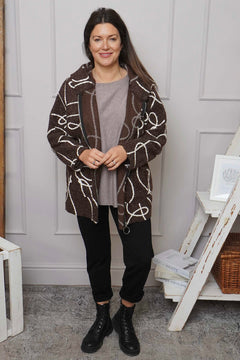 Olympia Embroidered Pattern Wool Jacket Cocoa