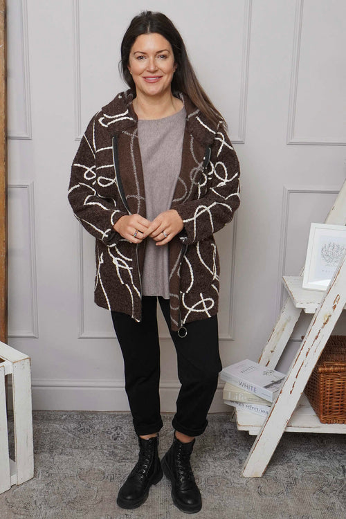 Olympia Embroidered Pattern Wool Jacket Cocoa