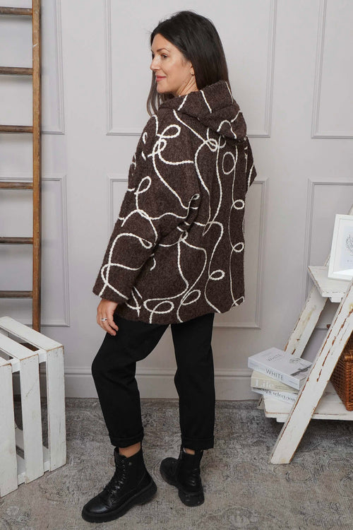 Olympia Embroidered Pattern Wool Jacket Cocoa - Image 4