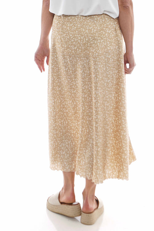Ottilie Floral Print Skirt Camel - Image 5