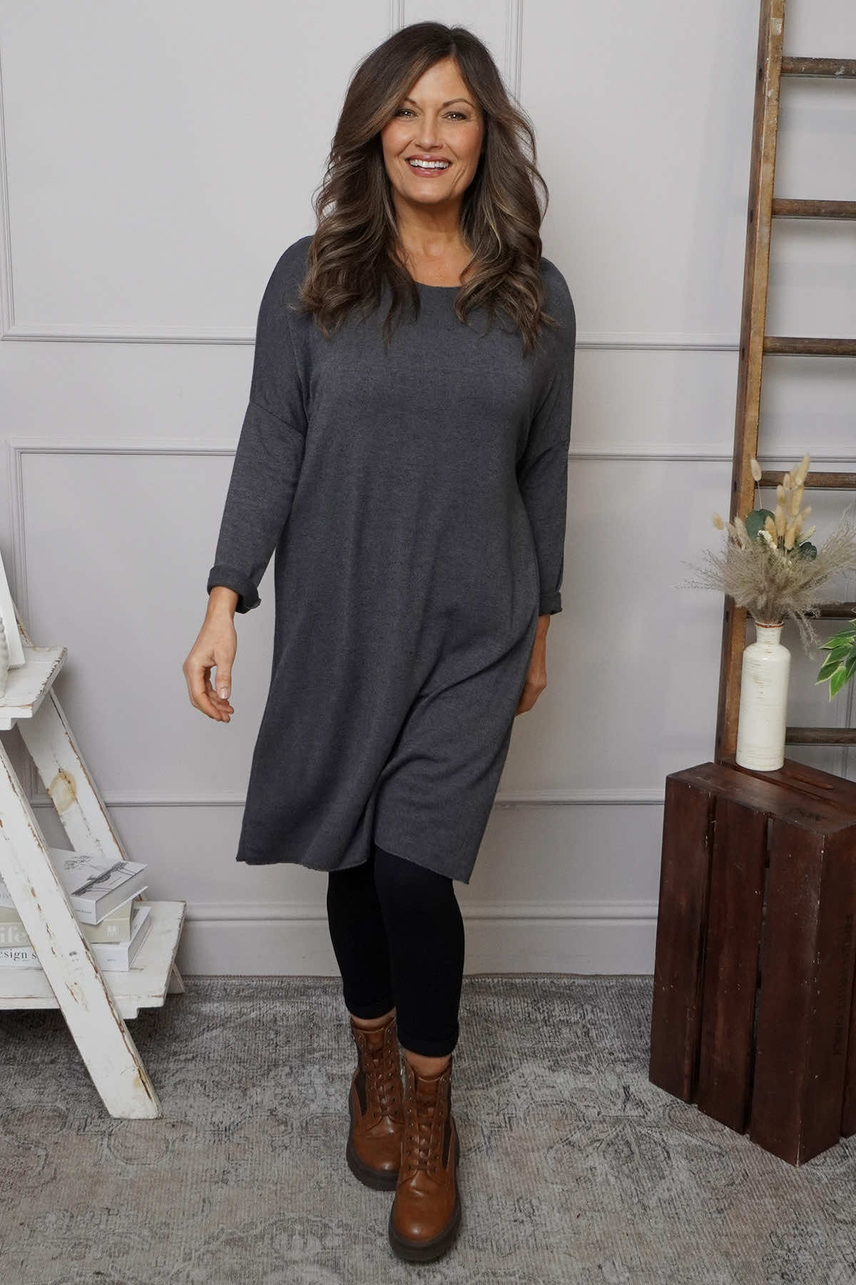 Maggie Knitted Tunic Mid Grey