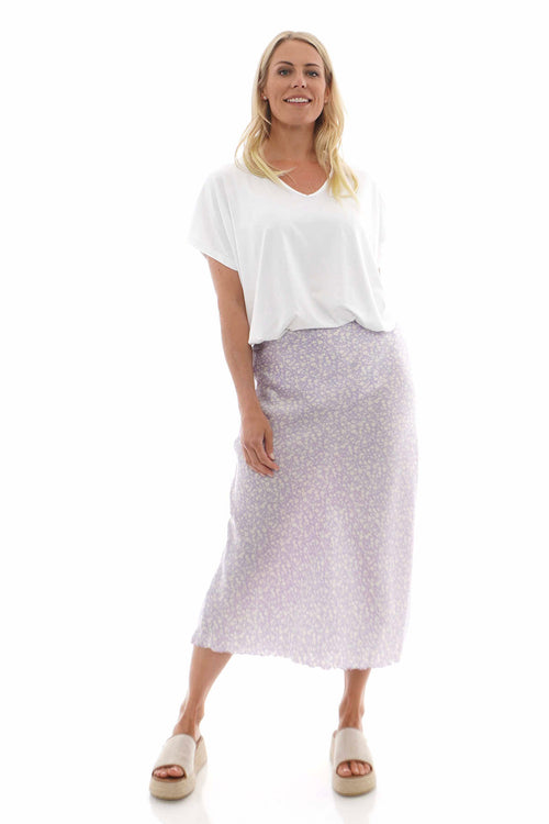 Ottilie Floral Print Skirt Lilac - Image 1