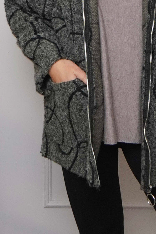 Olympia Embroidered Pattern Wool Jacket Khaki - Image 3