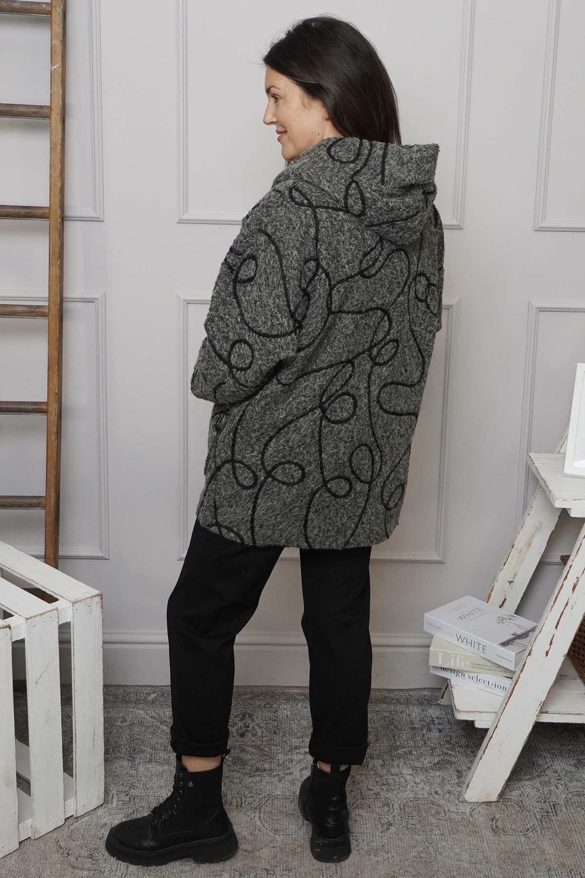 Olympia Embroidered Pattern Wool Jacket Khaki