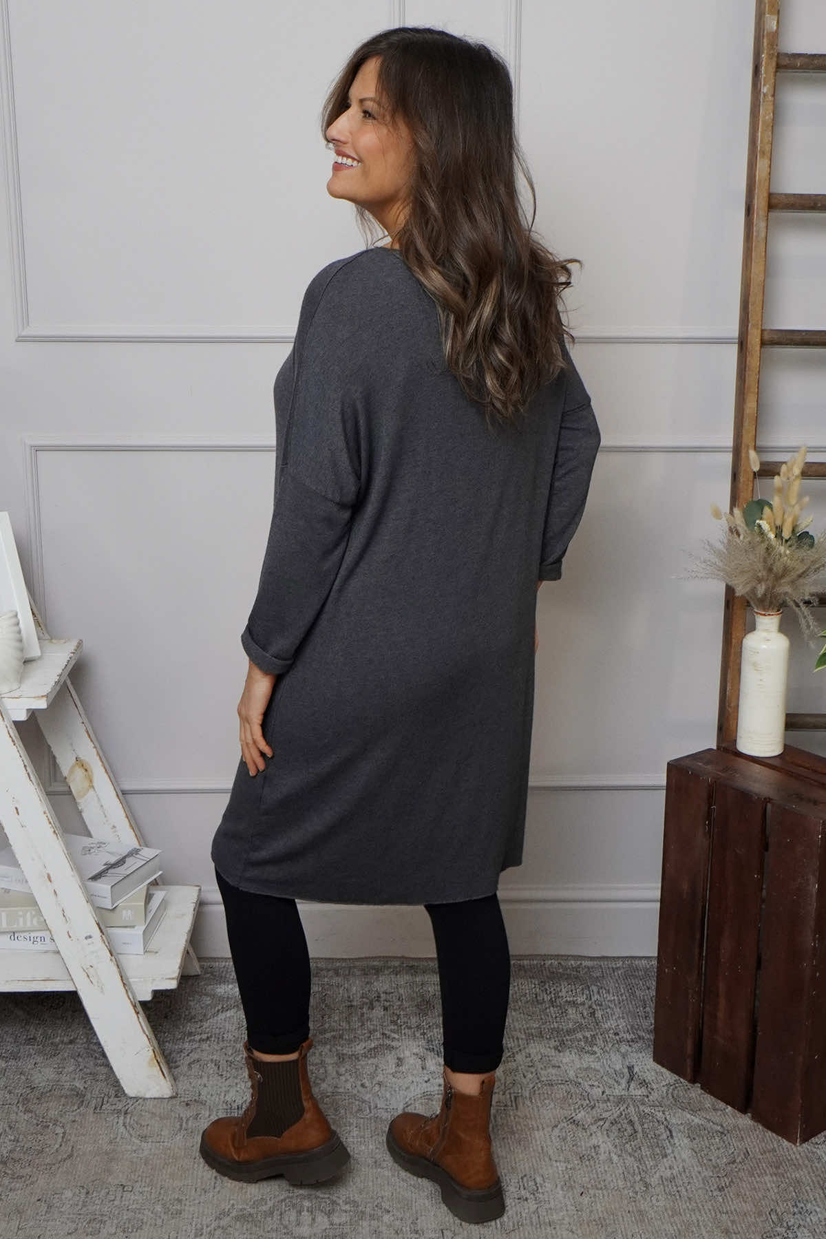 Maggie Knitted Tunic Mid Grey