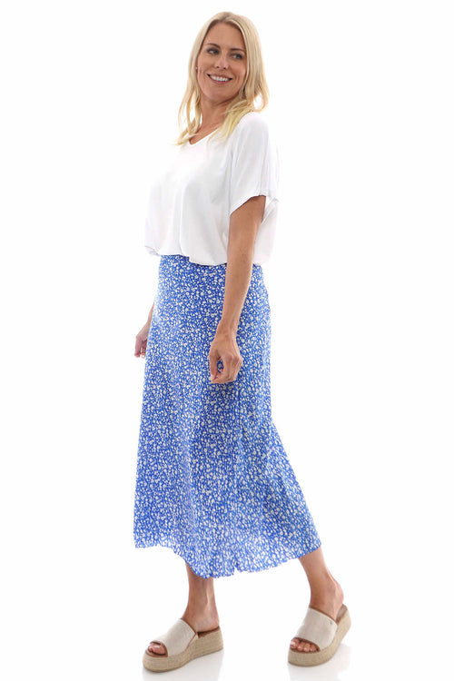 Ottilie Floral Print Skirt Cobalt - Image 1