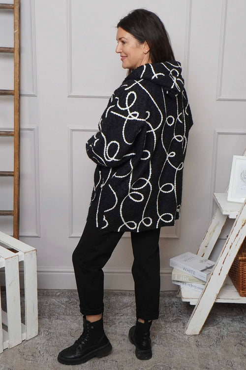 Olympia Embroidered Pattern Wool Jacket Black - Image 4