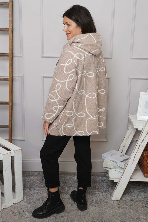 Olympia Embroidered Pattern Wool Jacket Camel - Image 4