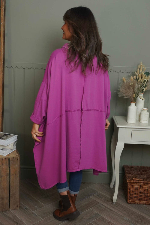 Posy Cowl Oversized Cotton Top Magenta - Image 4