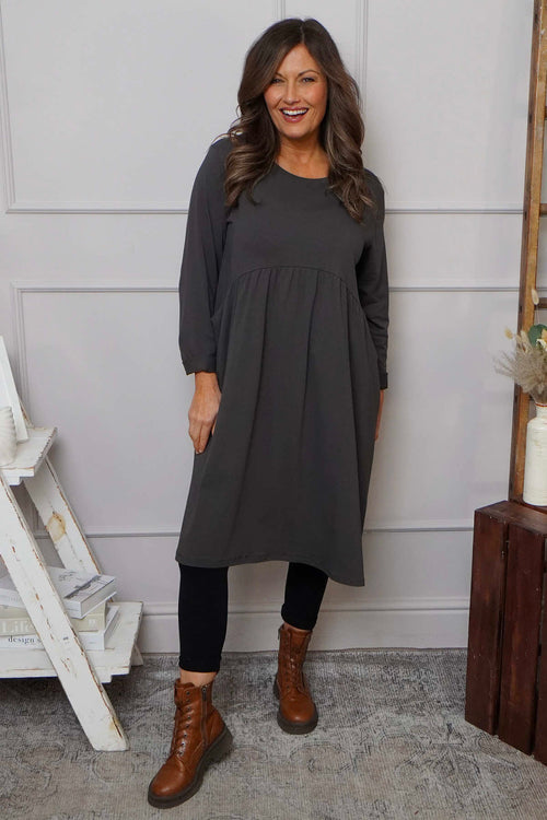 Joanna Cotton Dress Charcoal - Image 1