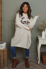 Love Knitted Jumper Dress Beige Beige - Love Knitted Jumper Dress Beige