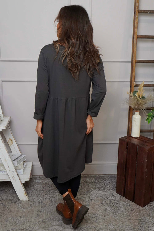 Joanna Cotton Dress Charcoal - Image 4