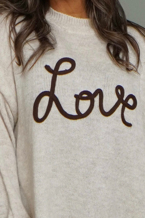 Love Knitted Jumper Dress Beige - Image 3