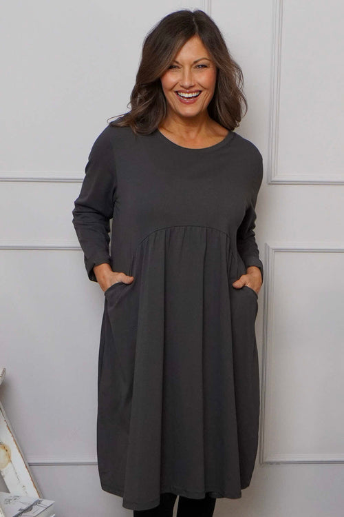 Joanna Cotton Dress Charcoal - Image 2