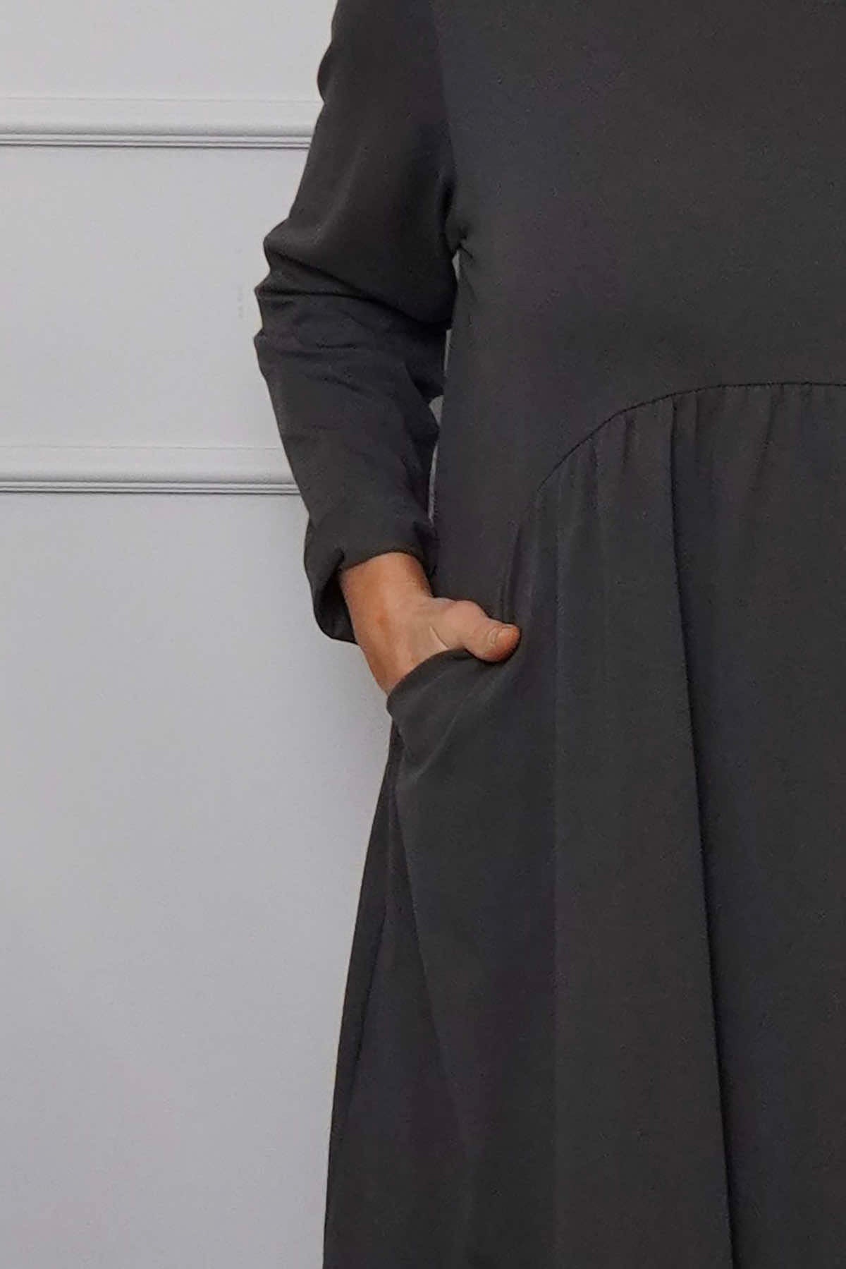 Joanna Cotton Dress Charcoal