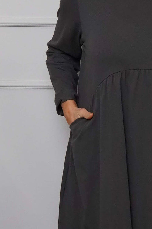 Joanna Cotton Dress Charcoal - Image 3