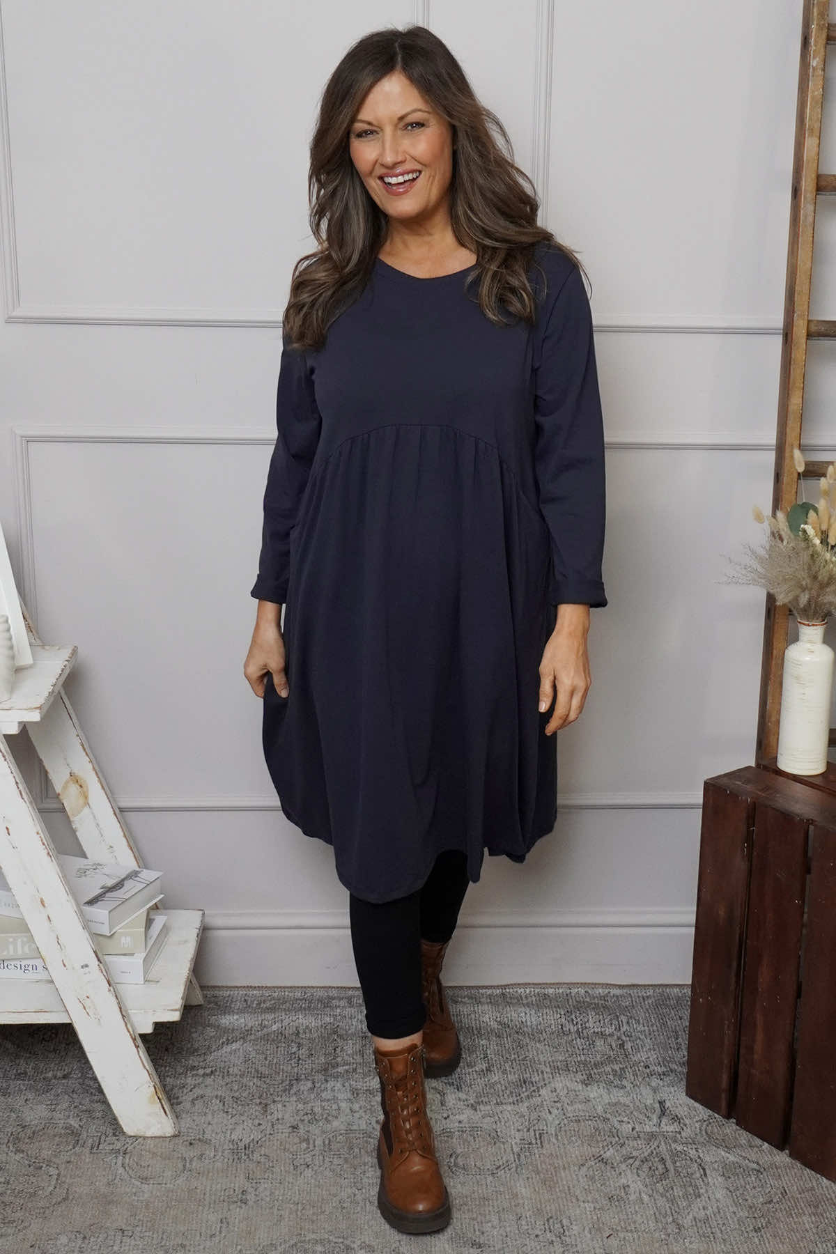 Joanna Cotton Dress Navy