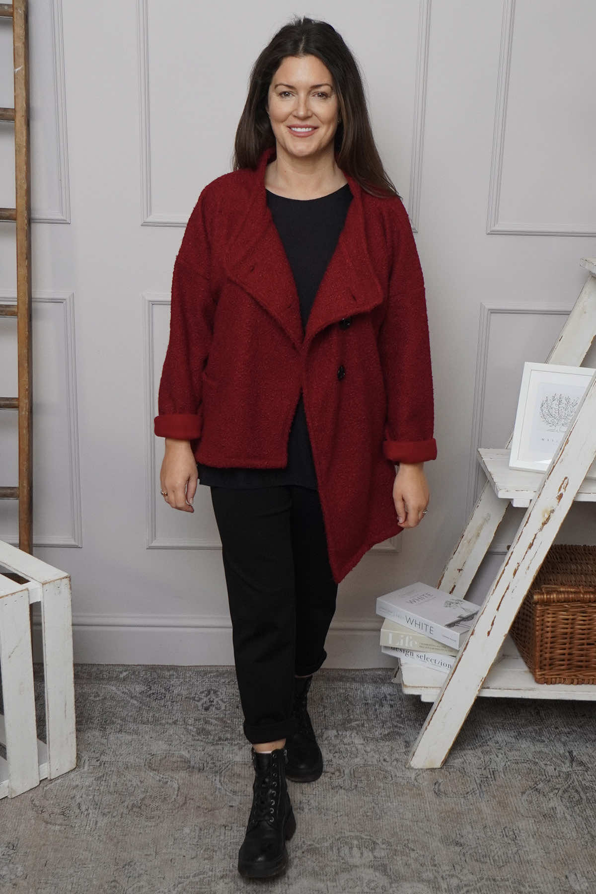 Shona Boucle Jacket Wine