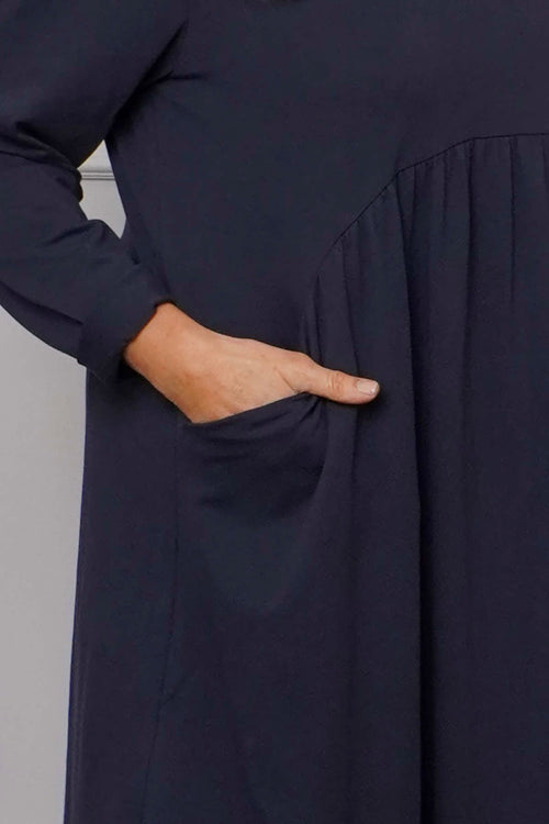 Joanna Cotton Dress Navy - Image 3