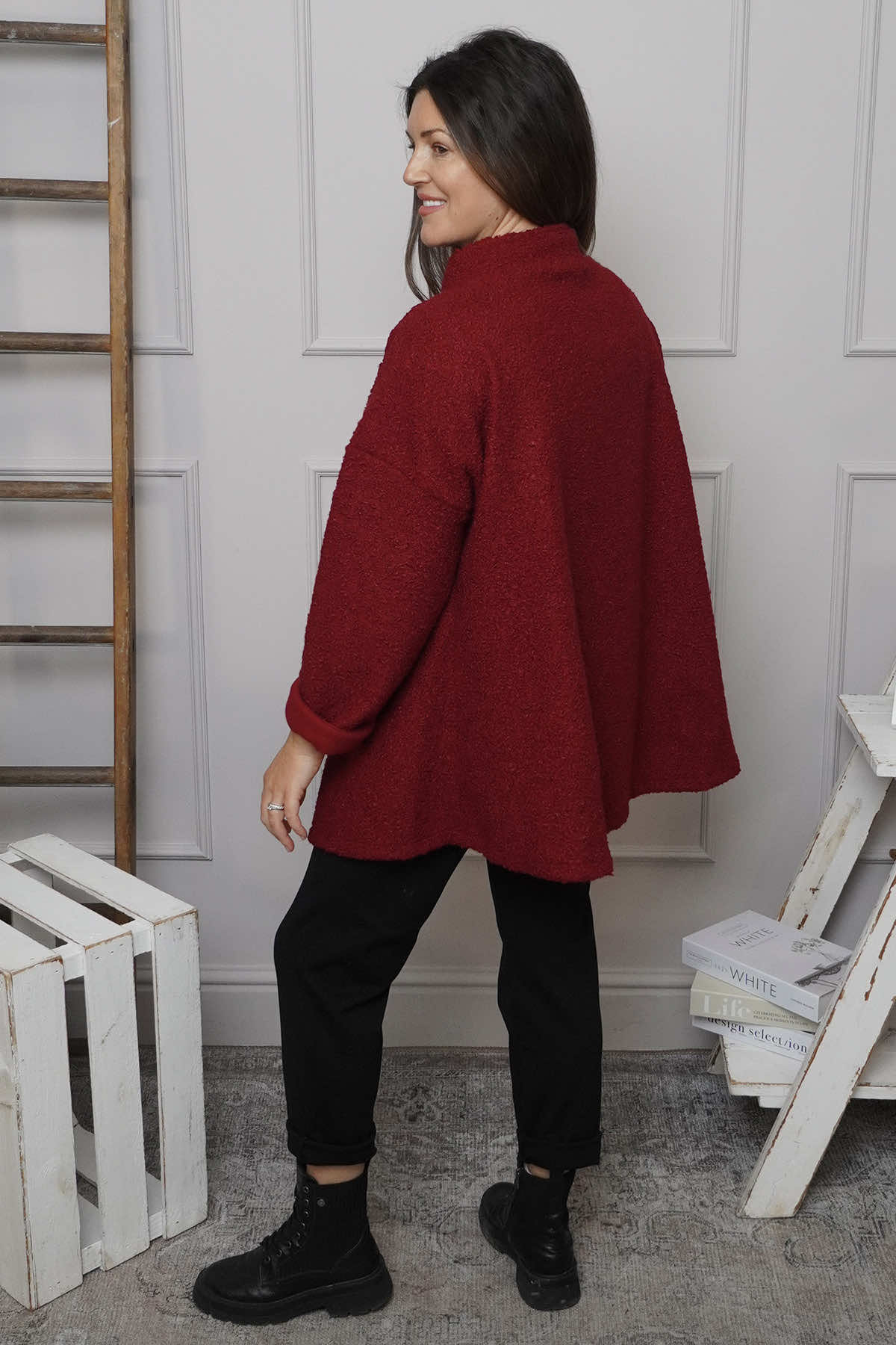 Shona Boucle Jacket Wine