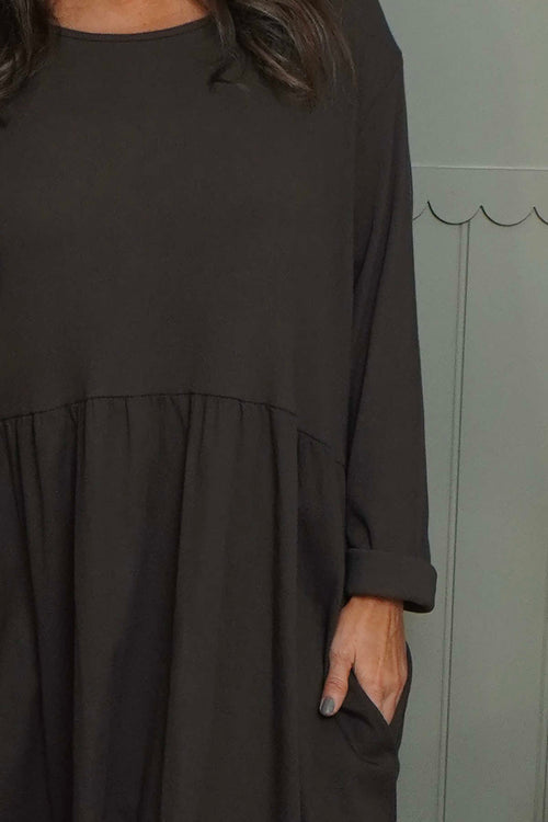 Tina Ribbed Detail Cotton Dress Cocoa - Image 3