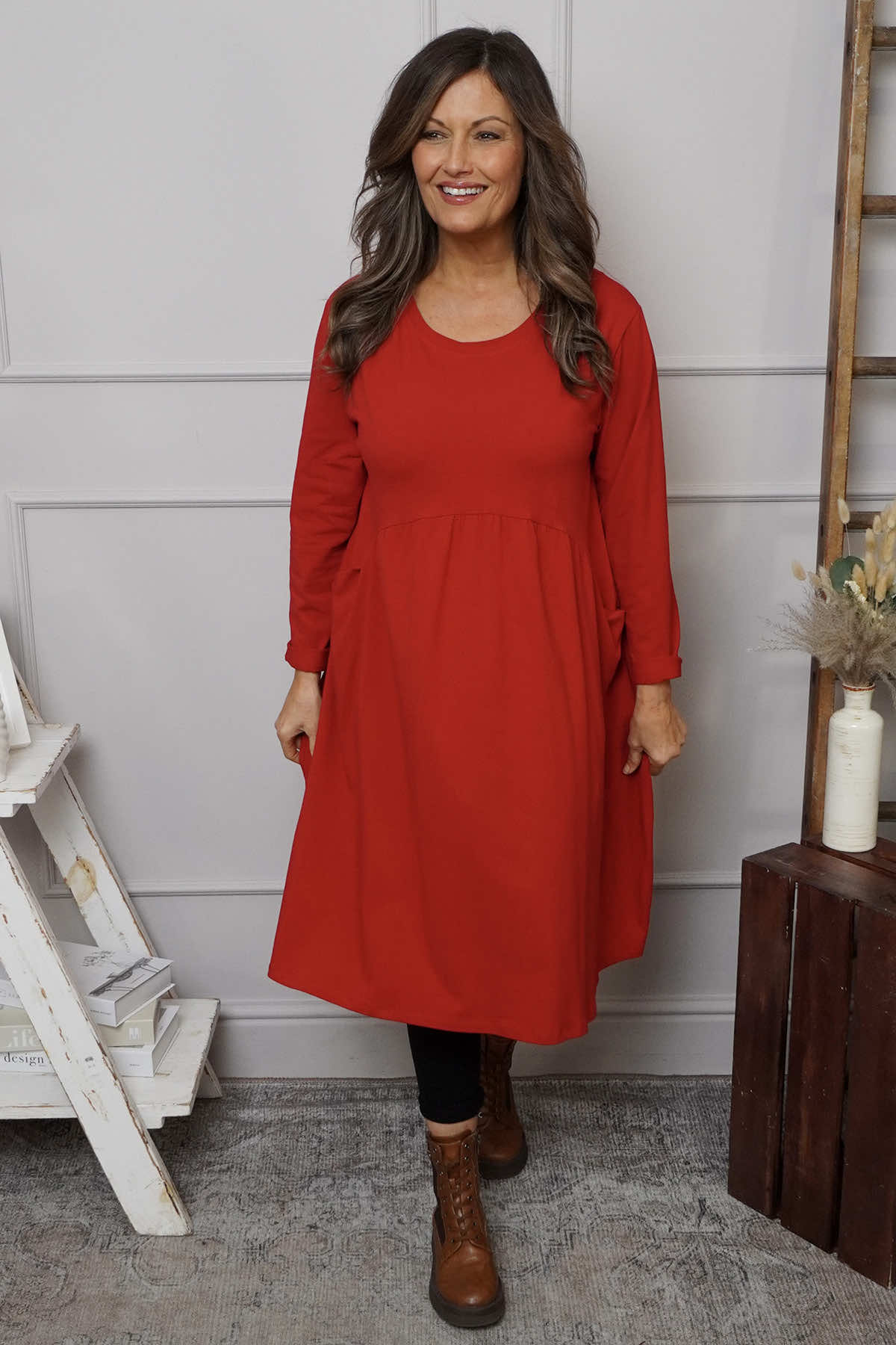 Joanna Cotton Dress Red