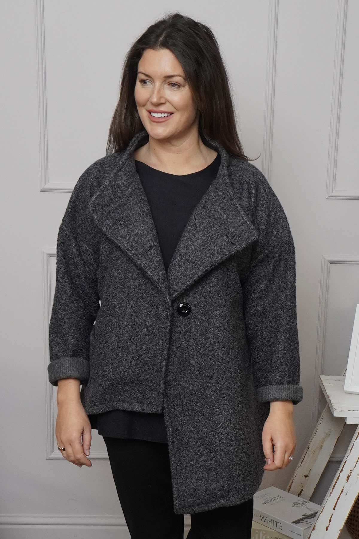 Shona Boucle Jacket Charcoal