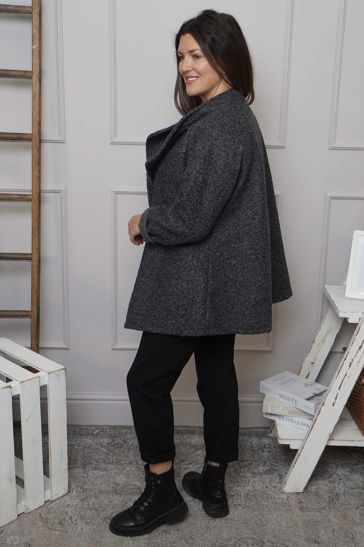 Shona Boucle Jacket Charcoal