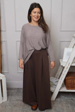 Trish Wide Leg Cotton Trousers Cocoa Cocoa - Trish Wide Leg Cotton Trousers Cocoa