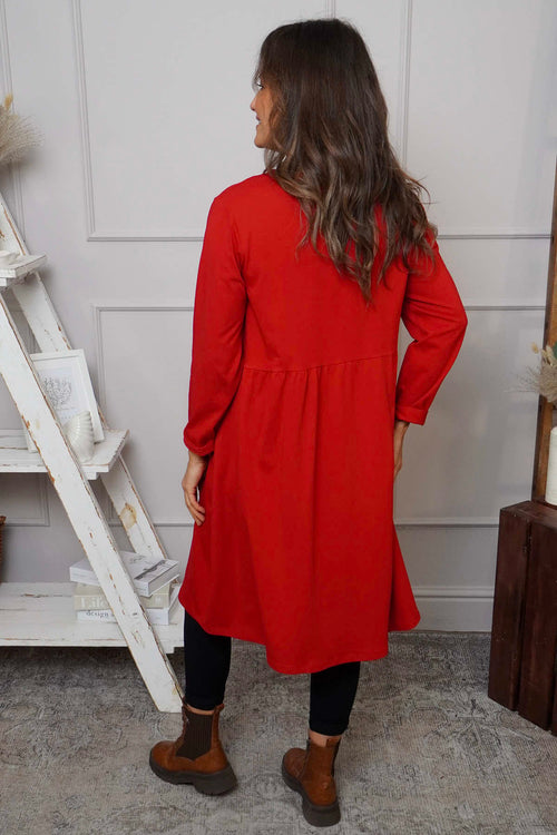 Joanna Cotton Dress Red - Image 4