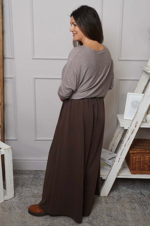 Trish Wide Leg Cotton Trousers Cocoa - Image 4
