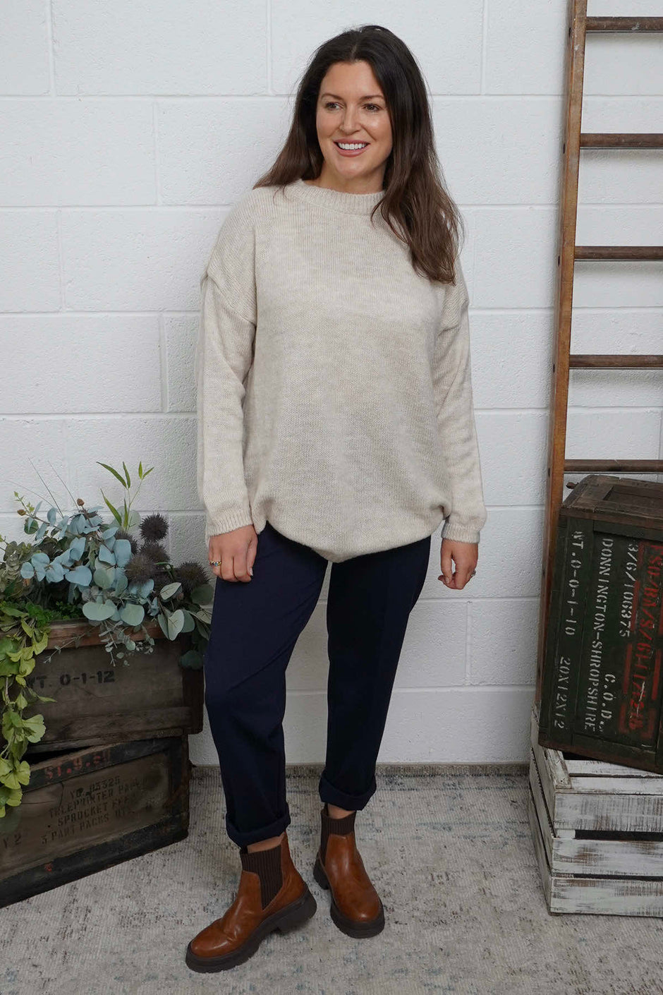 Elaine Knitted Jumper Stone