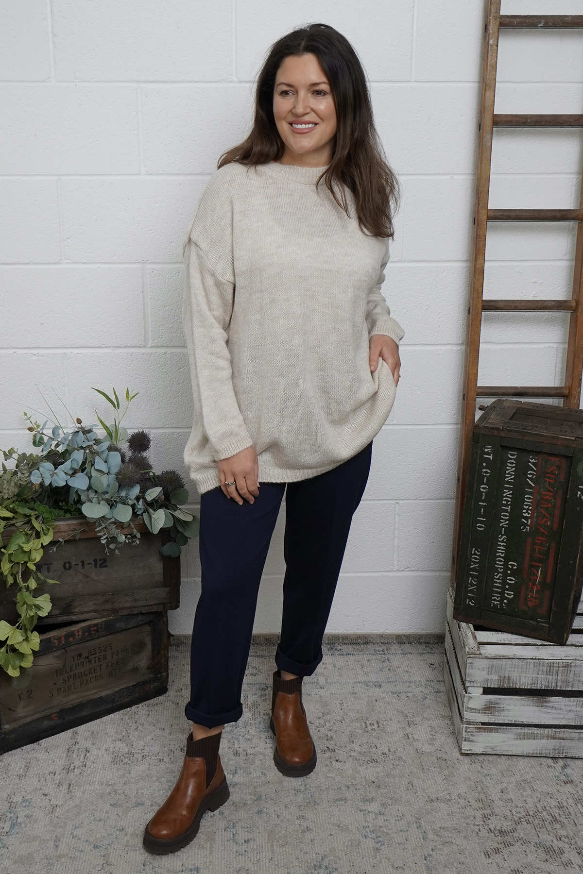 Elaine Knitted Jumper Stone