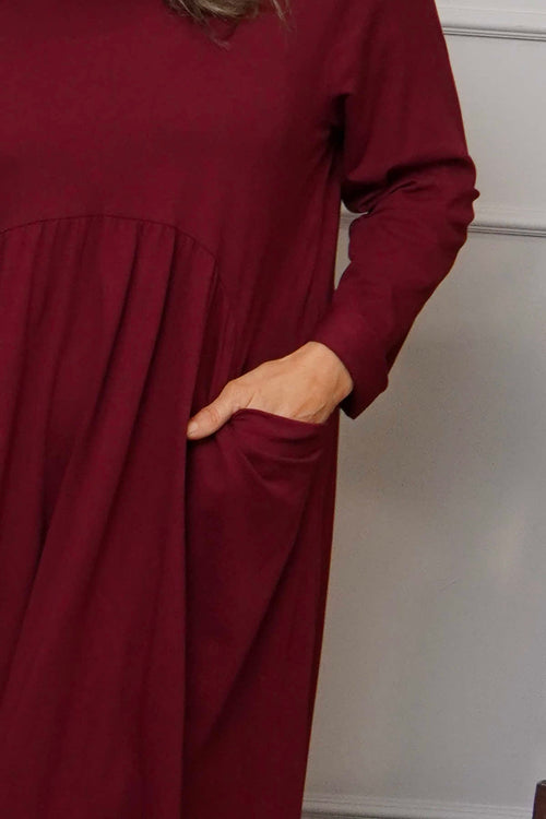 Joanna Cotton Dress Wine - Image 3