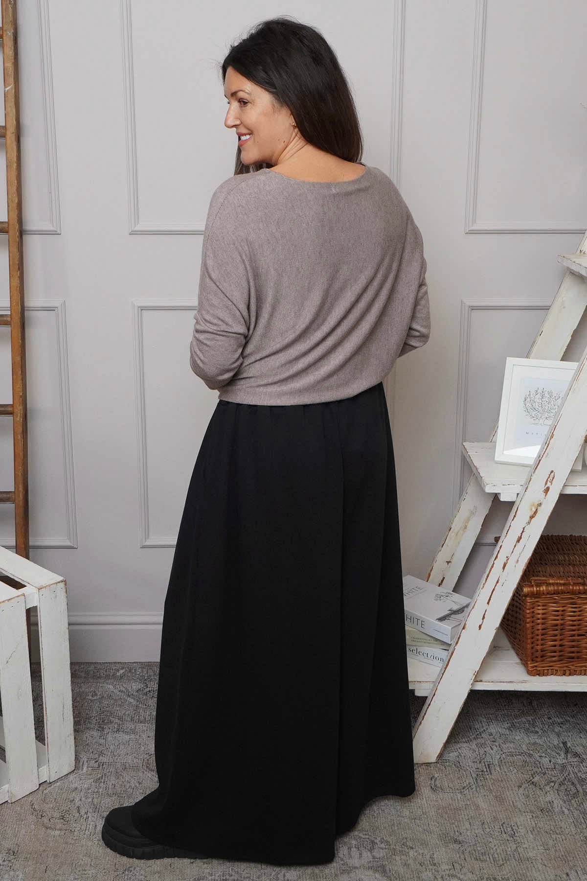 Trish Wide Leg Cotton Trousers Black