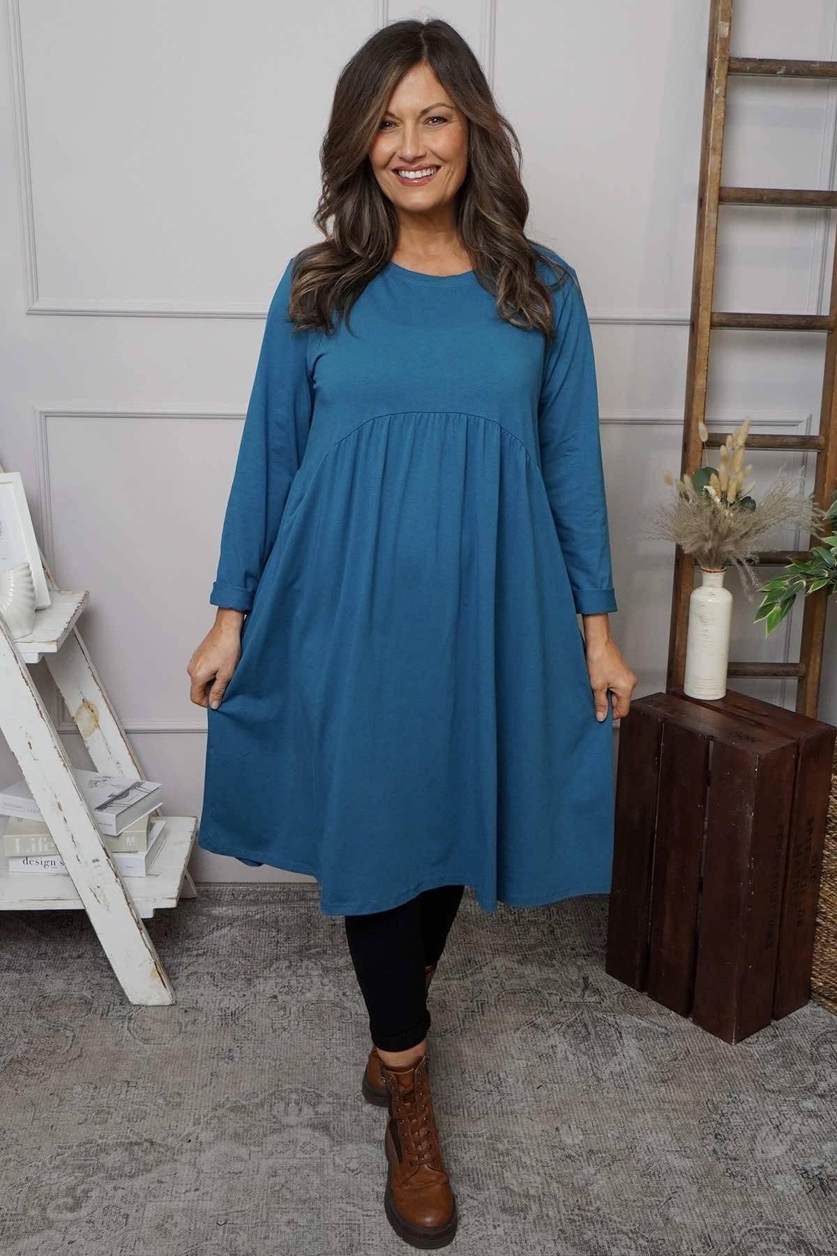 Joanna Cotton Dress Teal